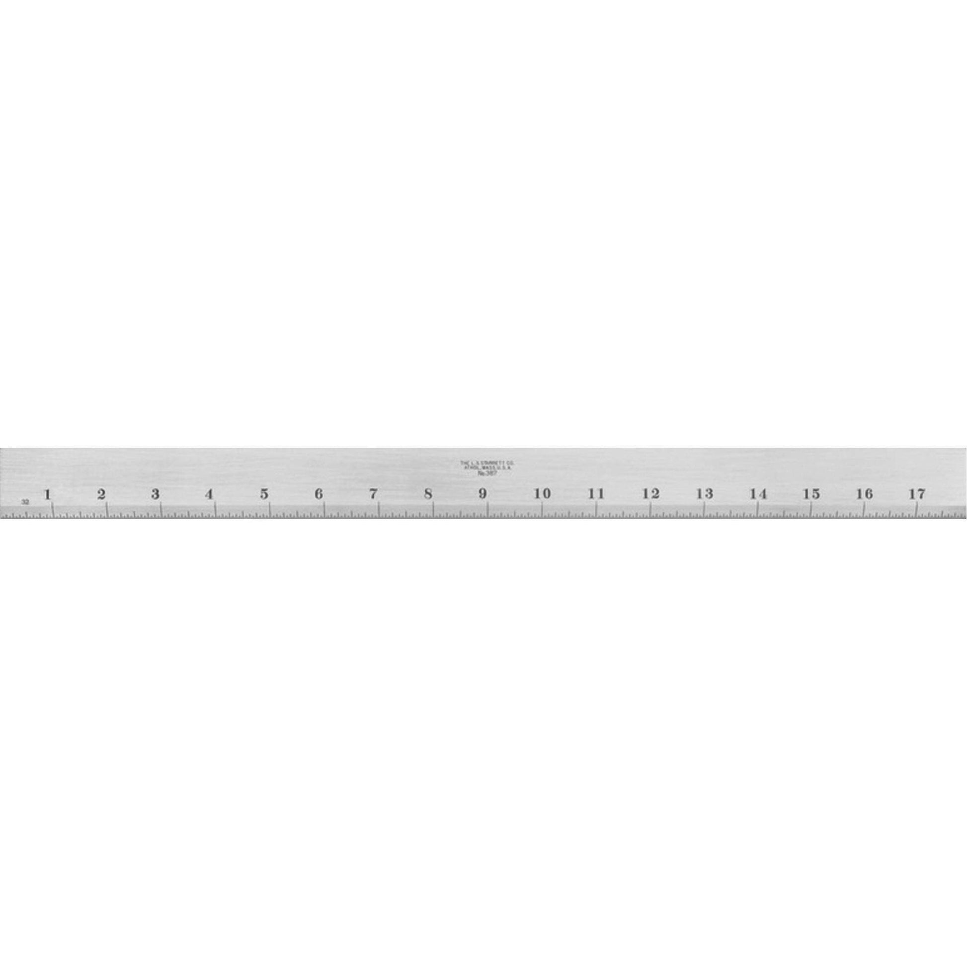 387 Series Steel Straight Edge with Bevel & Graduated Edge, 18" L, 1-13/32" W, 11/64" Thickness