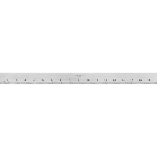 387 Series Steel Straight Edge with Bevel & Graduated Edge, 18" L, 1-13/32" W, 11/64" Thickness