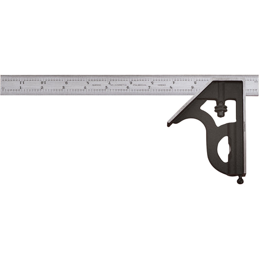Combination Squares with Square Head - No. 11H Series with Cast Iron Heads, 6" L, 1/16" Graduations, Steel, Plain
