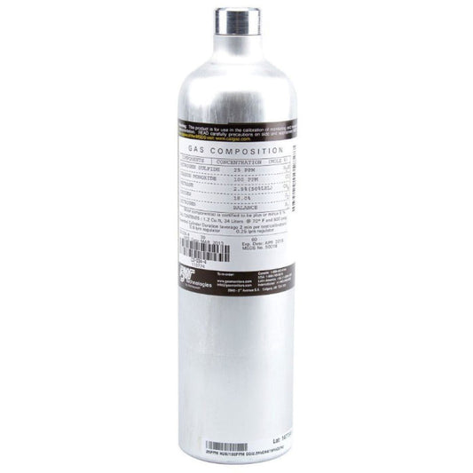 Honeywell Calibration Testing Gas Cylinder, 5 Gas Mix, CH4/CO/CO2/H2S/O2, 34 Litres