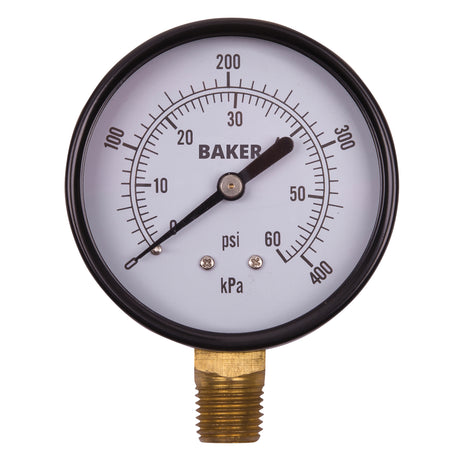 Pressure Gauges, 2-1/2" , 0 - 60 psi, Bottom Mount, Analogue