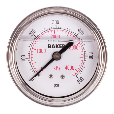 Pressure Gauges, 2-1/2" , 0-600 psi/0-4200 kPa, Back Mount, Liquid Filled Analogue