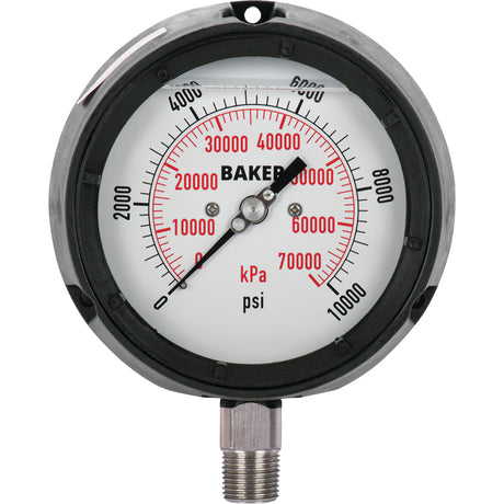 Pressure Gauge, 4-1/2" , 0 - 10000 psi, Bottom Mount, Liquid Filled Analogue
