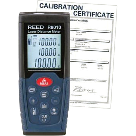 Laser Distance Meter with NIST Certificate, 1.92" - 328' (5 cm - 100 m) Range, Digital (Electronic)
