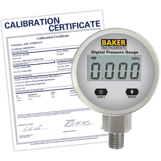 B5000 Series Pressure Gauge with ISO Certificate, 2-1/2" , 0 - 1000 psi, Bottom Mount, Digital