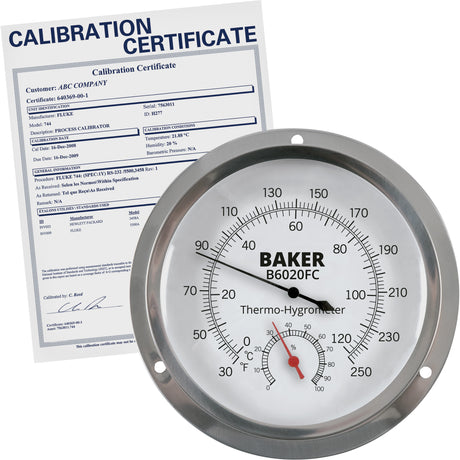 Dial Thermo-Hygrometer with ISO Certificate, 0% - 100% RH, 30 - 250°F (0 - 120°C)