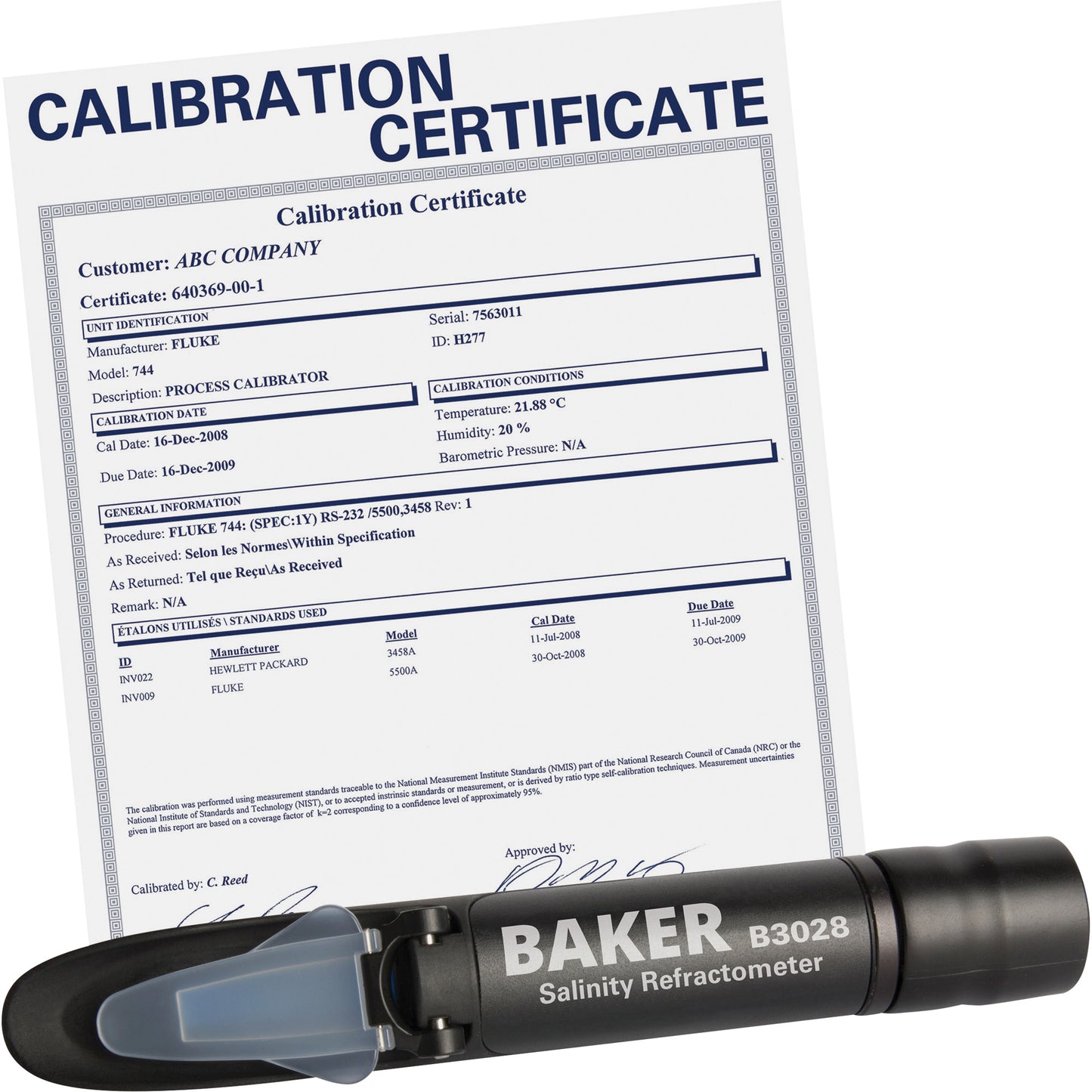 Refractometer with ISO Certificate, Analogue (Sight Glass), Salinity