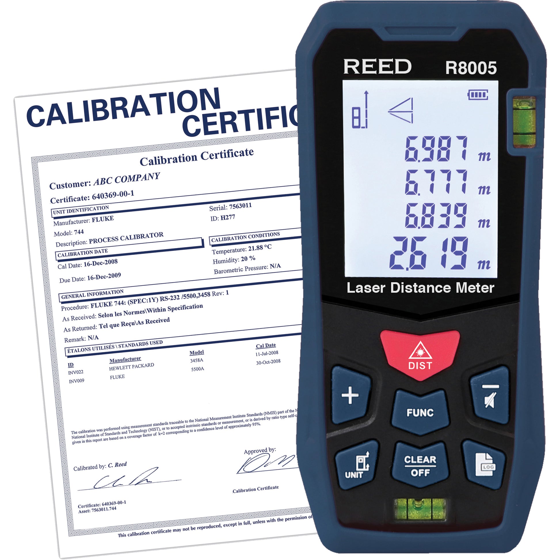 Laser Distance Meter with ISO Certificate, 0' - 164' (0 m - 50 m) Range, Digital (Electronic)