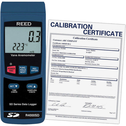 Thermo-Anemometer with ISO Certificate, Data Logging, 0.4 - 30 m/sec Air Velocity Range