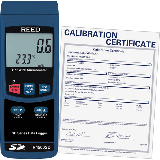 Data Logging Hot Wire Thermo-Anemometer with ISO Certificate, Data Logging, 0.2 - 25 m/sec Air Velocity Range