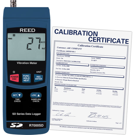 Data Logging Vibration Meter with ISO Certificate, 10% - 85% RH, 32°- 122° F ( 0° - 50° C )