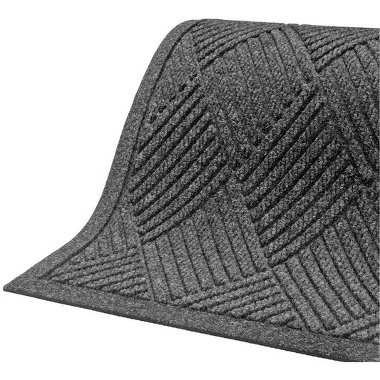 M+A Matting Waterhog® Eco Premier Fashion Matting, Wiper/Scraper, 6' x 8' x 3/8", Black Smoke