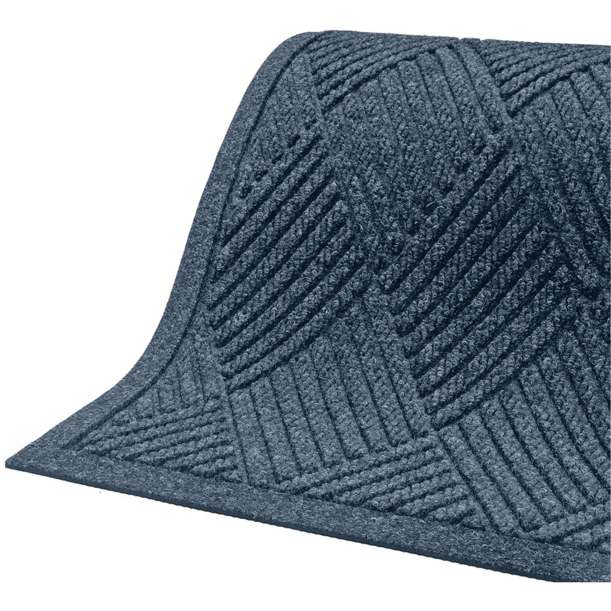 M+A Matting Waterhog® Eco Premier Fashion Matting, Wiper/Scraper, 6' x 16' x 3/8", Indigo