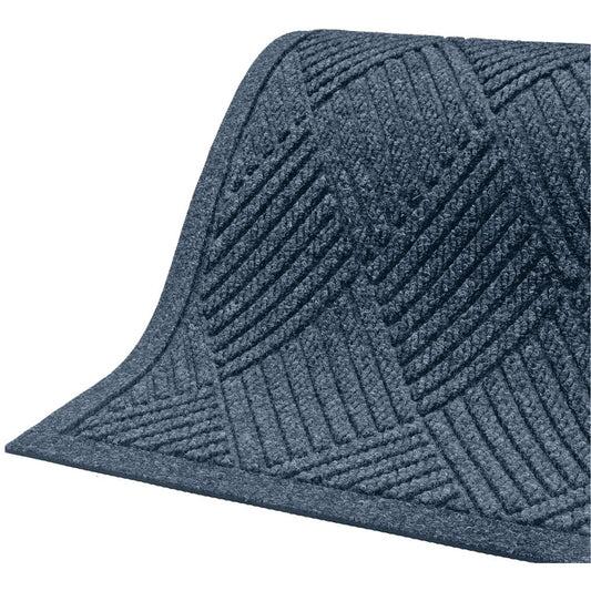 M+A Matting Waterhog® Eco Premier Fashion Matting, Wiper/Scraper, 6' x 16' x 3/8", Indigo