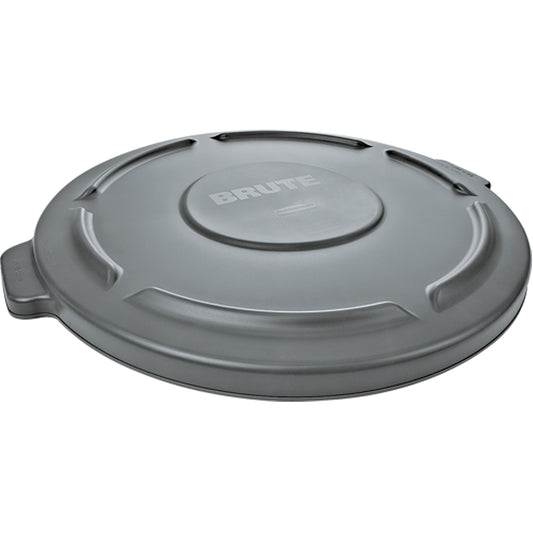 Round Brute® Containers, Tops & Dollies, Flat Lid, Plastic/Polyethylene, Fits Container Size: 22-1/4" Dia.