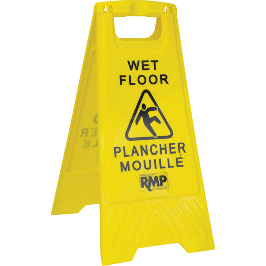 RMP Maintenance Products Safety Wet Floor Sign, Bilingual with Pictogram