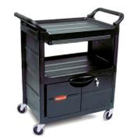 Service Utility Cart with Cabinet, 2 Tiers, 33-5/8" x 37-4/5" x 18-5/8", 200 lbs. Capacity