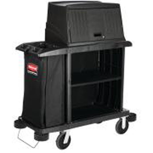 Executive Compact Housekeeping Cart, 49" x 22" x 50", Plastic, Black