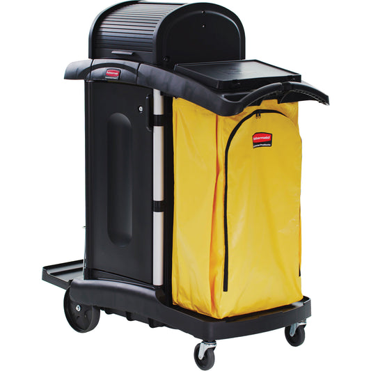 Janitorial Cleaning Cart, 48" x 22" x 53", Plastic, Black
