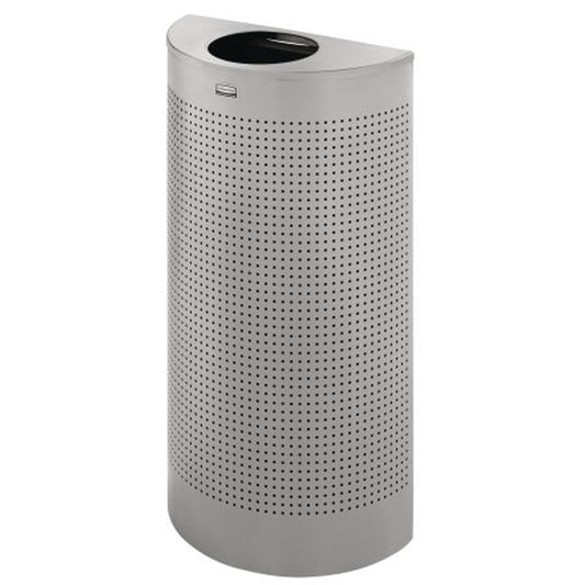 Half-Round Open Top Waste Container, Steel, 12 US gal.