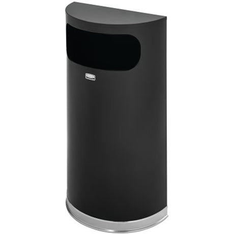 Half-Round Open Top Waste Container, Steel, 9 US gal.