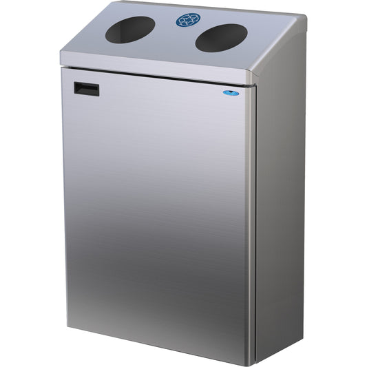 Wall Mounted Recycling Station, Bulk, Stainless Steel, 29 gal.