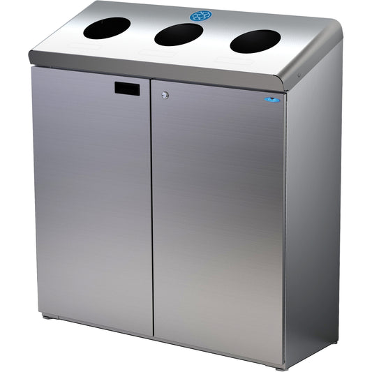 Floor Standing Recycling Station, Bulk, Stainless Steel, 42 gal.
