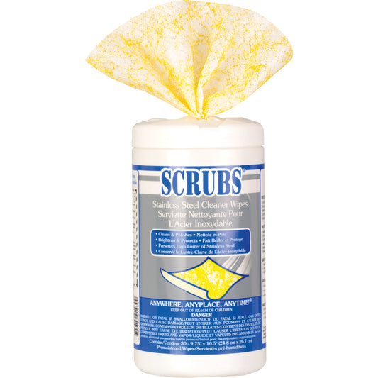 Stainless Steel Cleaner Wipes, 30 Wipes, 10-1/2" x 9-3/4"