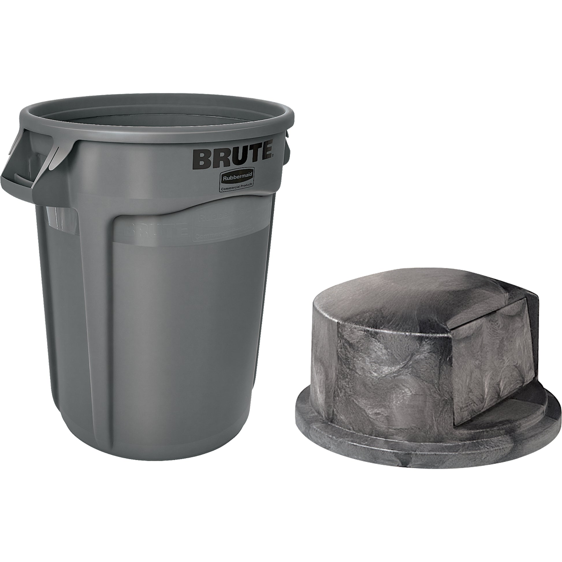 Round Brute® Container and Dome Top, Polyethylene, 32 US gal.