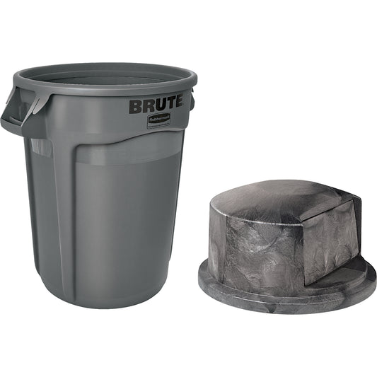 Round Brute® Container and Dome Top, Polyethylene, 32 US gal.
