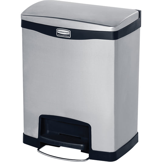 Slim Jim® Waste Container, Stainless Steel, 8 US gal. Capacity