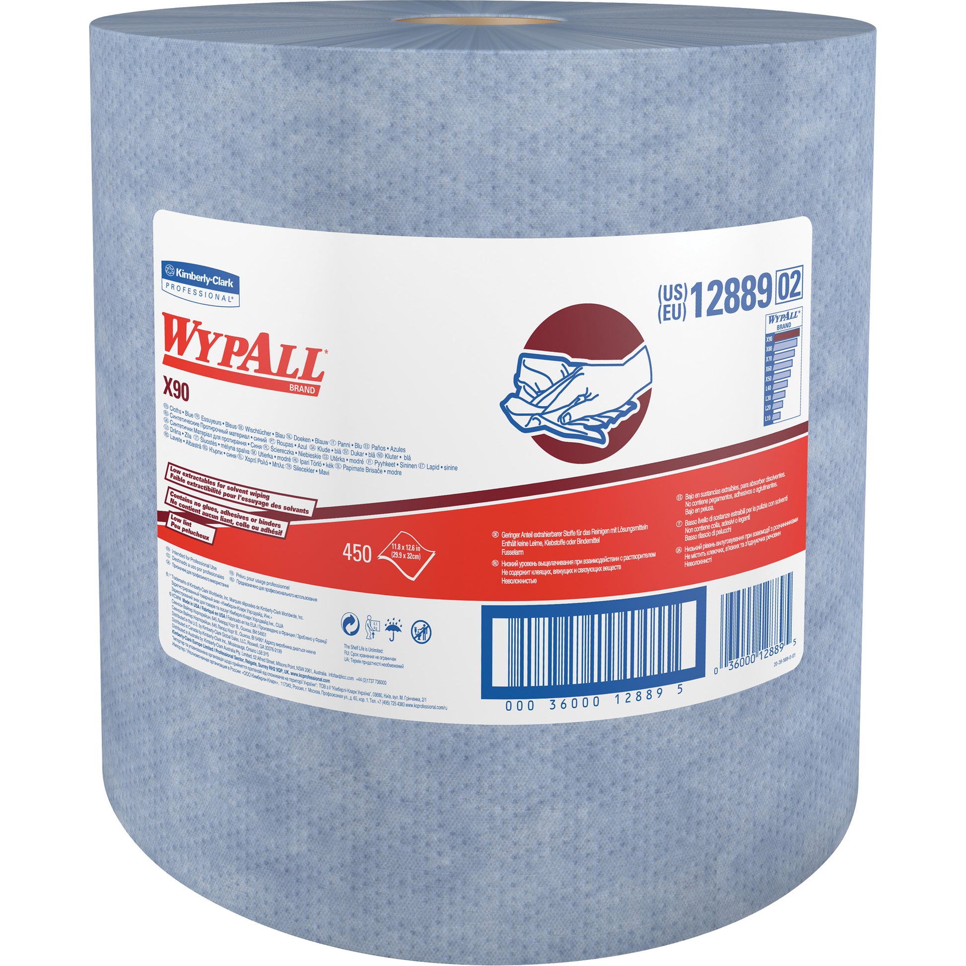 X90 Jumbo Roll Wipers, Heavy-Duty, 11" L x 13-2/5" W