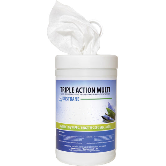 Triple Action Multi Disinfecting Wipes, 7" x 8", 120 Count