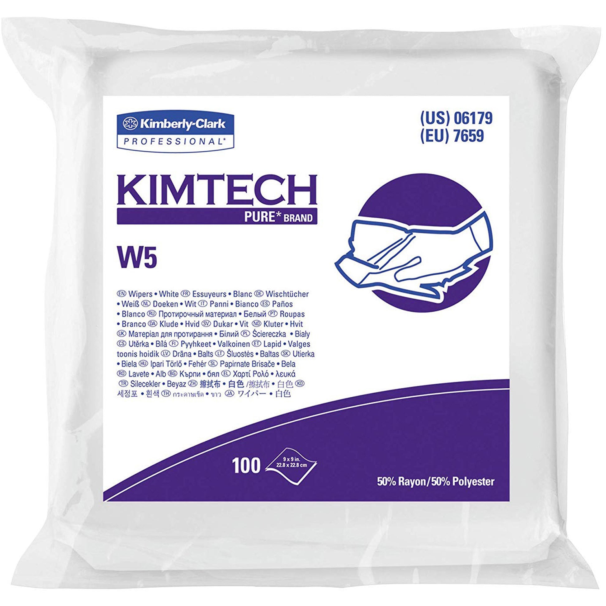 Kimtech™ Pure W5 Wipers, Specialty, 9" L x 9" W