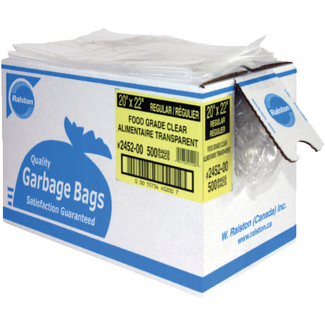 Food-Grade Garbage Bags, X-Strong, 35" W x 50" L, 0.92 mils, Clear