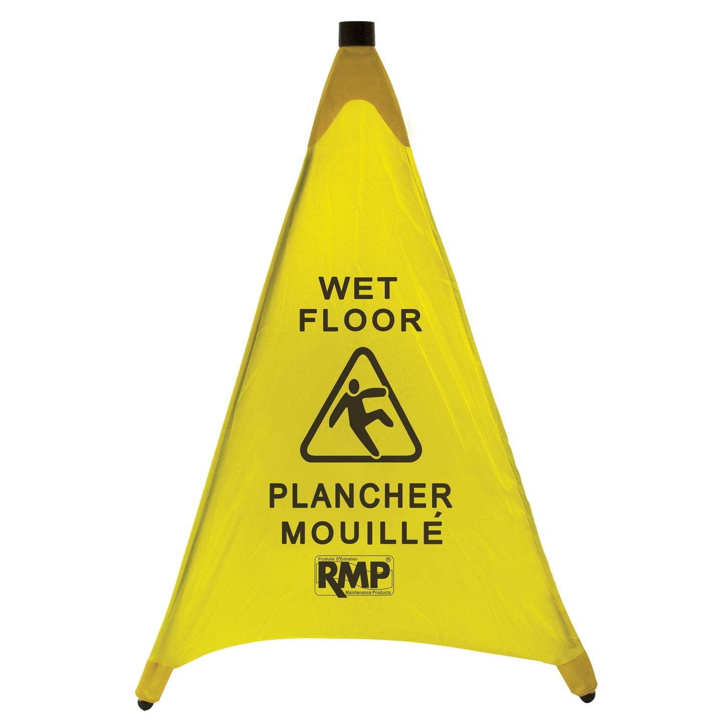 RMP Maintenance Products "Wet Floor" Pop-Up Safety Cone, Bilingual with Pictogram