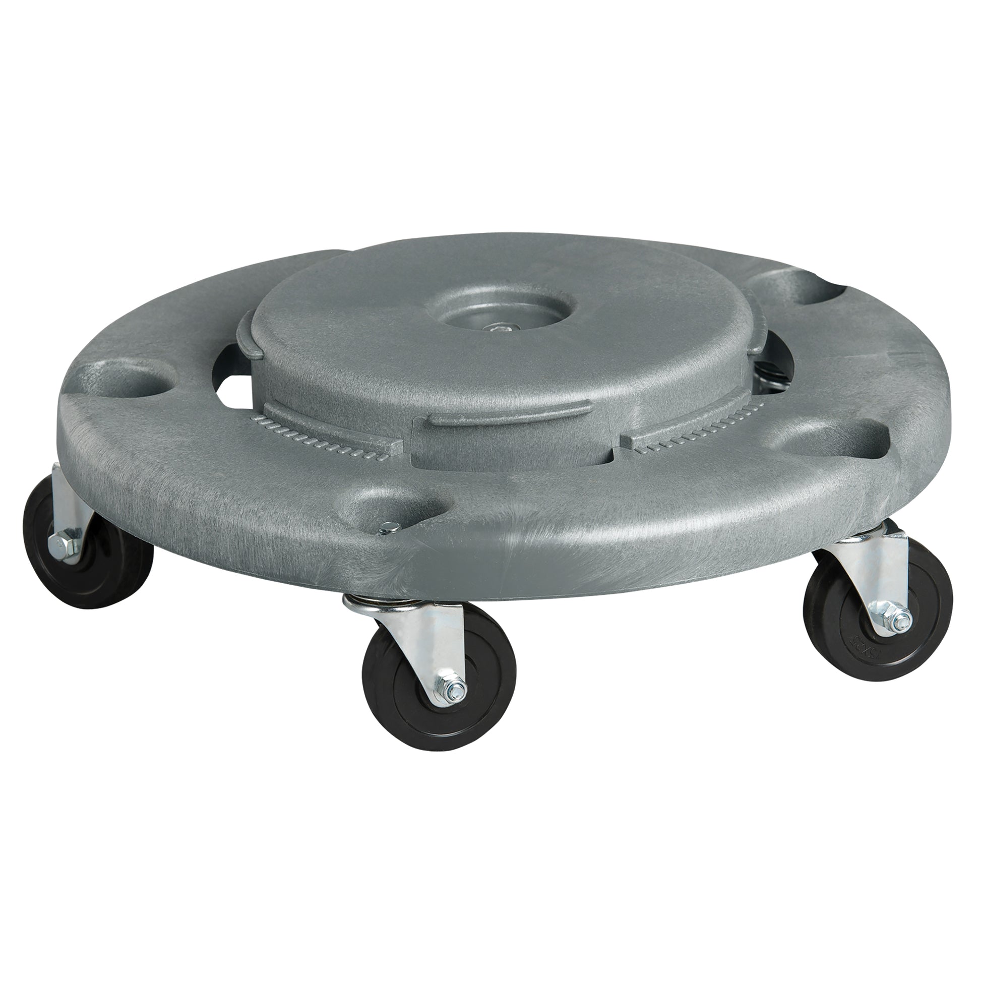 Waste Container Dolly, Polyethylene, Grey, Fits: 24" Dia.