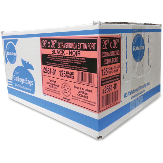 Industrial Garbage Bags, X-Strong, 36" W x 26" L, 1.17 mils, Black