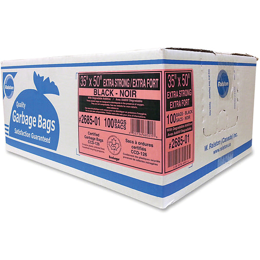 Industrial Garbage Bags, X-Strong, 50" W x 35" L, 1.17 mils, Black