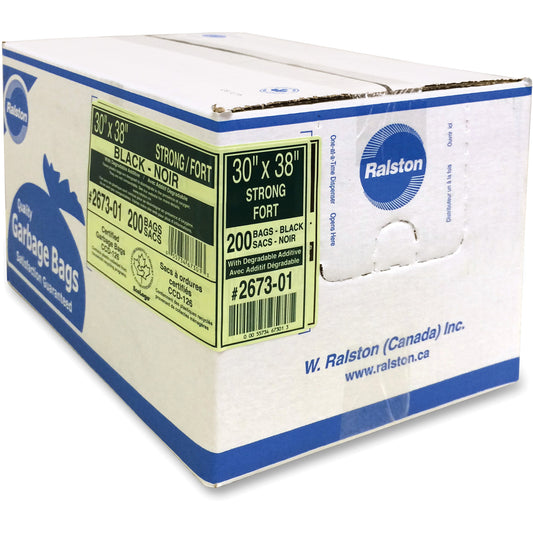 Industrial Garbage Bags, Strong, 38" W x 30" L, 0.85 mils, Black