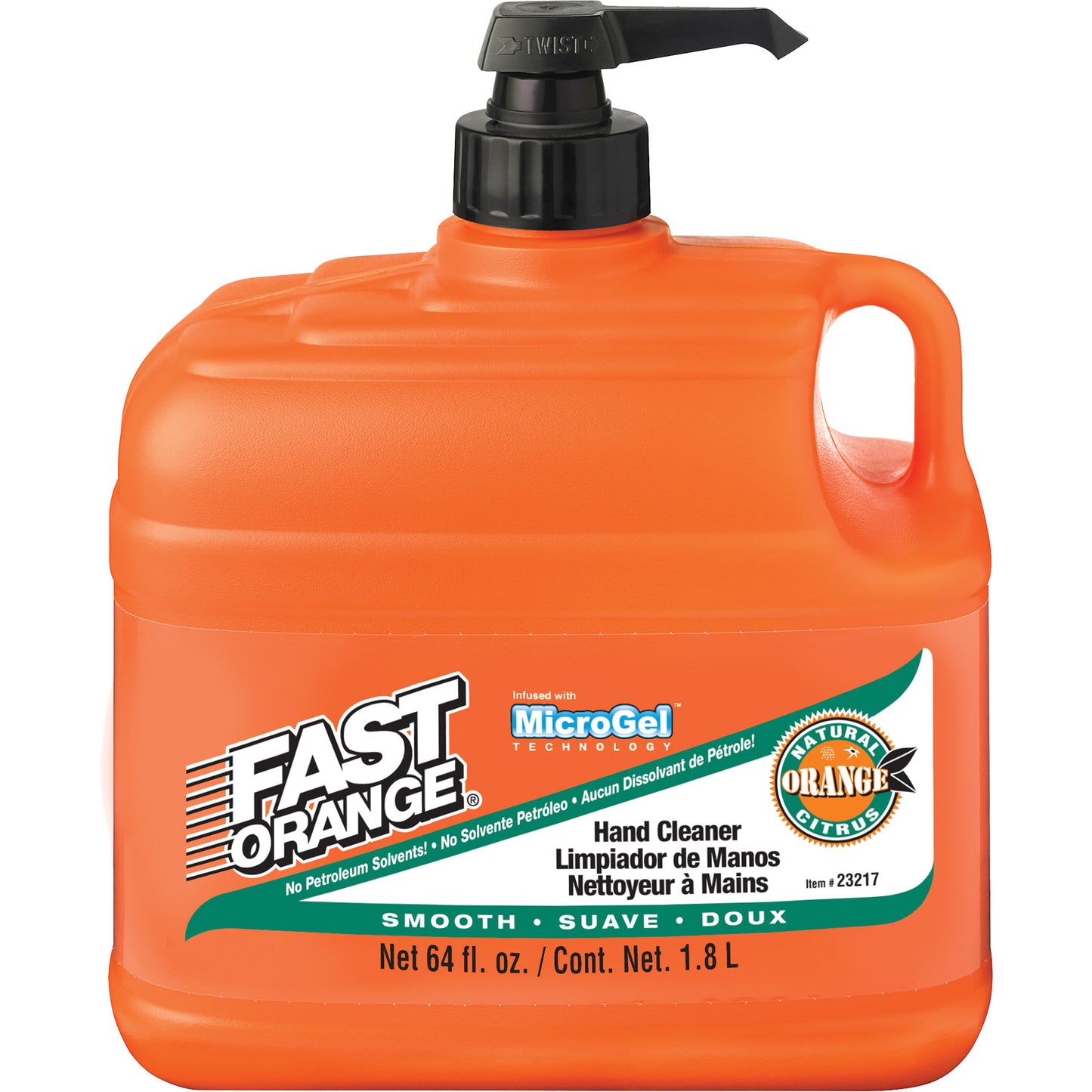 Hand Cleaner, Lotion, 1.89 L, Pump Bottle, Orange