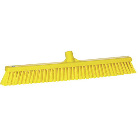 Combo Bristle Push Broom, Coarse/Fine Bristles, 24", Polyester, Yellow