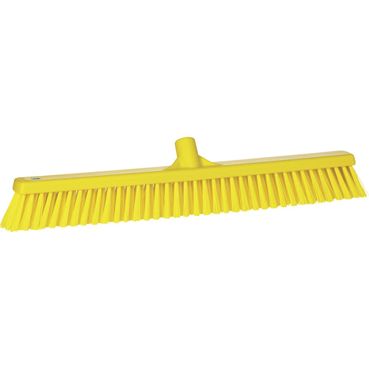 Combo Bristle Push Broom, Coarse/Fine Bristles, 24", Polyester, Yellow