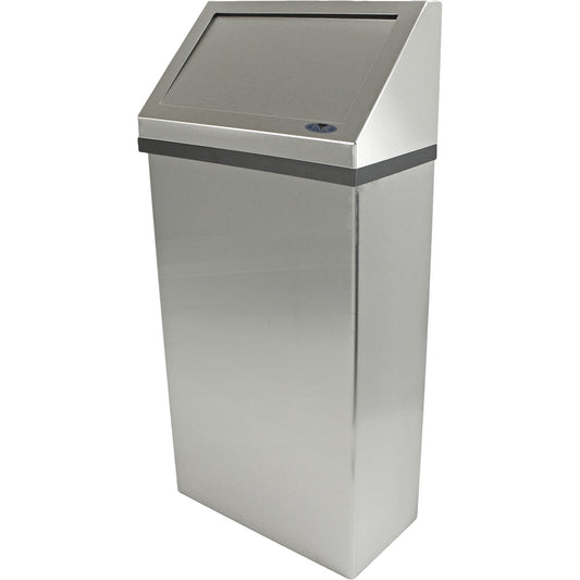 Wall Mounted Waste Receptacle, Stainless Steel, 13.2 US gal.