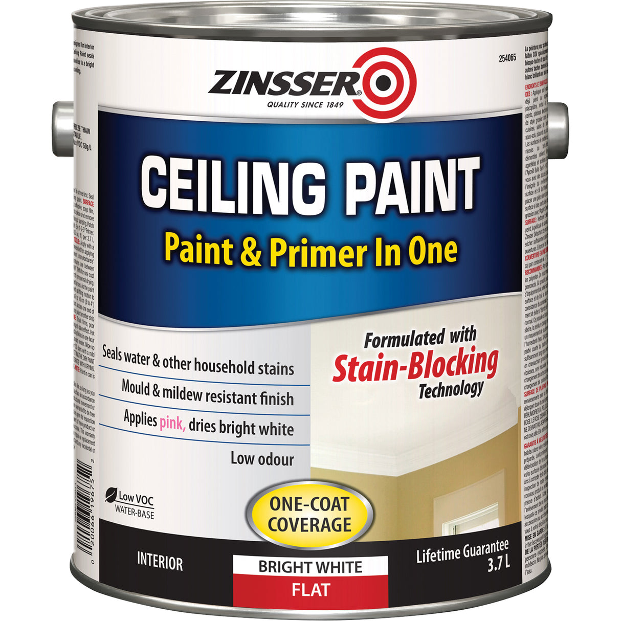 Ceiling Paint & Primer in One, White, Very Flat, 3.78 L, Gallon