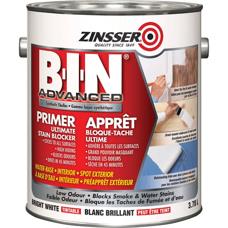 B-I-N® Advanced Synthetic Shellac Based Primer, 3.78 L, Gallon, Tintable Bright White