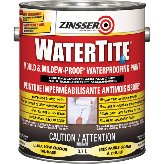 Watertite® Mold & Mildew-Proof™ Waterproofing Paint, White, Eggshell, 3.78 L, Gallon