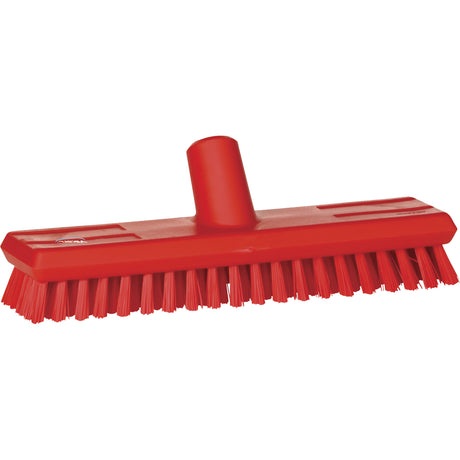 Water-Fed Deck Scrub Brush, X-Coarse Bristles, 10-3/4", Polyester, Red
