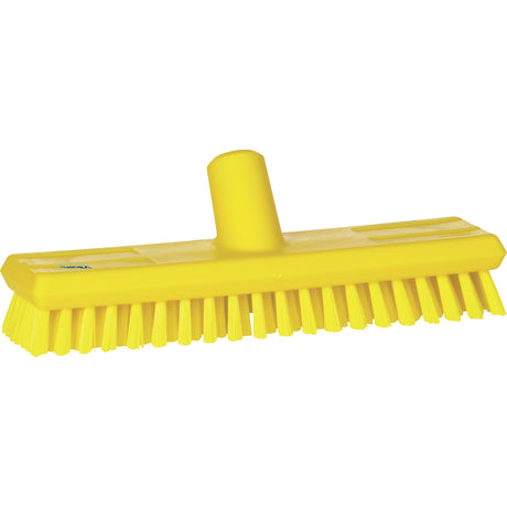 Water-Fed Deck Scrub Brush, X-Coarse Bristles, 10-3/4", Polyester, Yellow
