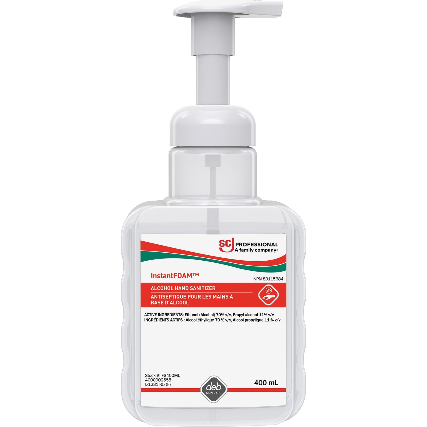 InstantFoam® Hand Sanitizer, 400 ml, Pump Bottle, 70% Alcohol